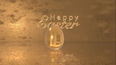 Animation of Set gold metallic eggs spin and move. Video stock 127114760