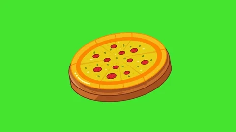 Animation Of Set Pizza on Plate Green Screen Vídeos de archivo 344569038