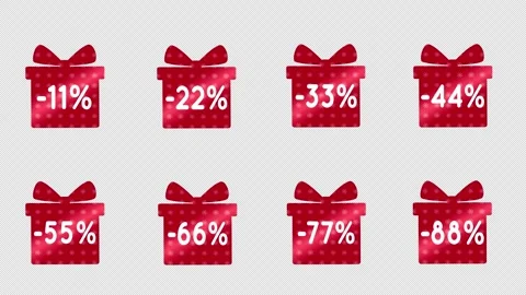Animation of a set of red stickers in the form of a gift box with a snowflake Stock Footage 292925935
