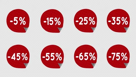 Animation of a set of red stickers on a transparent background for advertising Stock Footage 289010665