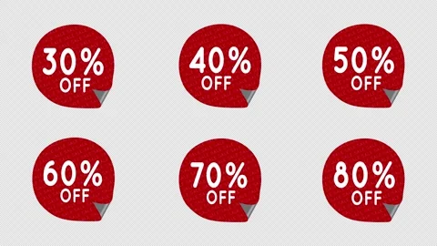 Animation of a set of red stickers on a transparent background for advertising Stock Footage 291321060