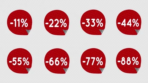 Animation of a set of red stickers on a transparent background for advertising Stock Footage 293098608