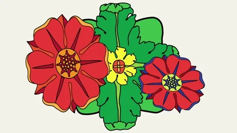 Animation of several flowers with various rotations. Video stock 273052708