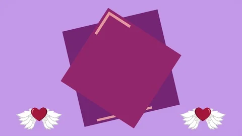 Animation of shape box with fly love wing for greeting valentine day Stock Footage 99947512