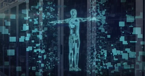 Animation of shapes and digital human ov... | Stock Video | Pond5