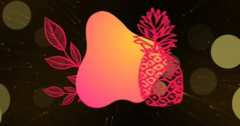 Animation of shapes and pineapple icon over spots Stock Footage 329222685