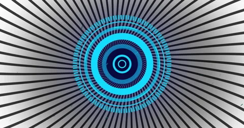 Animation of shapes moving and scope scanning over black background Stock-Footage 309974688