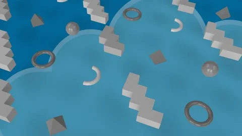 Animation of shapes over clouds on blue ... | Stock Video | Pond5