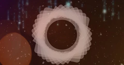 Animation of shapes over data processing and snow falling on black background Stock Footage 329780902