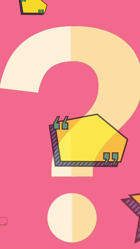 Animation of shapes over question mark on pink background Stock Footage 342608694