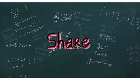 Animation of share over green background with math formulas Video stock 196297759