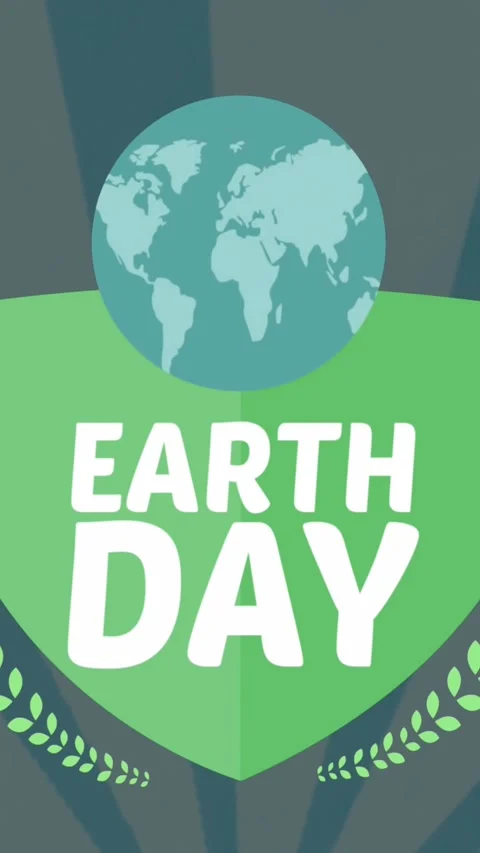 Animation of shield with globe and earth day on green background Stock Footage 342136794