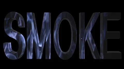 Animation of shine white 3D text Smoke with a flash glare of light on black Stock Photos