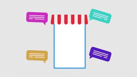 Animation shop storefront surrounded by speech bubbles, symbolizing potenti.. Stock Footage 310645455