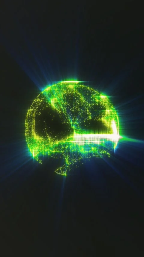 This animation showcases vibrant yellow particles forming interacting sphere Stock Footage 315510056