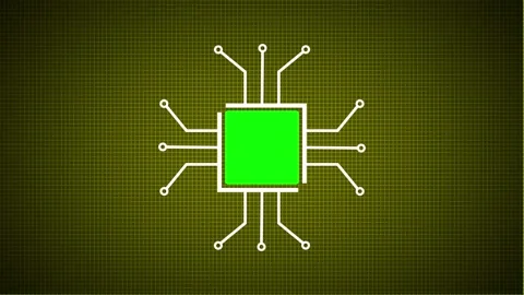 Animation showing digital central processing unit chip with glowing circuit.. Stock Footage 341229043