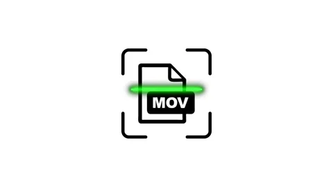 Animation showing digital file scanning process featuring mov format icon o.. Stock Footage 346498569