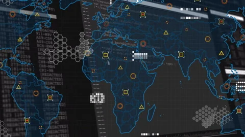 Animation showing digital world map with... | Stock Video | Pond5