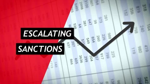 Animation Showing Escalating Sanctions, Numbers on the Background Stock Footage 304432851