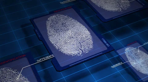 Animation showing a fingerprint loaded in a software and scanned to be analyzed. Stock Footage 33865016