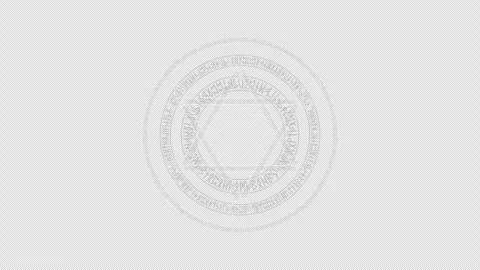 Animation  showing a hexagram magic circle appearing and rotating Video stock 345474707