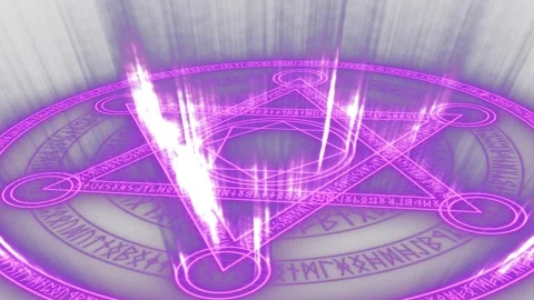 Animation  showing a hexagram magic circle appearing and rotating Stock Footage 345480026