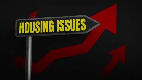Animation Showing Housing Issues Growth, Abstract Arrows on the Background Stock Footage 311651757