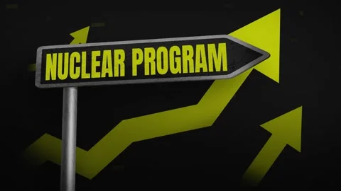 Animation Showing Nuclear Program Growth, Abstract Arrows on the Background Stock Footage 311873107