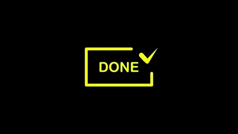 Animation showing text word done appearing inside rectangle with check mark.. Stock Footage 329145110
