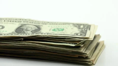 Animation showing US dollar banknotes growing layer by layer on white background Stock Footage 343351507