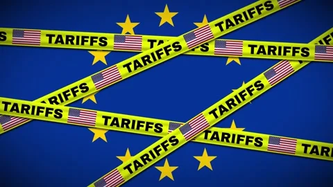 Animation Showing US Imposing Tariffs on Europe Video stock 306871654