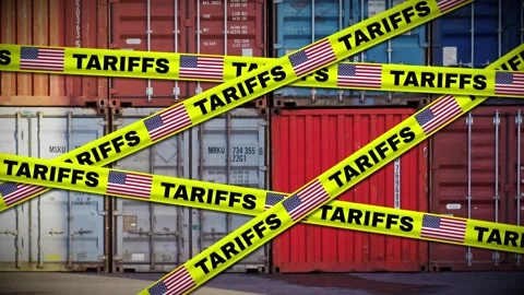 Animation Showing US Tariffs Over Foreign Containers Stock Footage 306301810