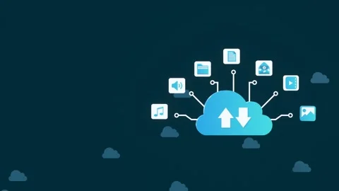 Animation Showing Various File Types Stored in Cloud with Copy Space. Stock Footage 312534384