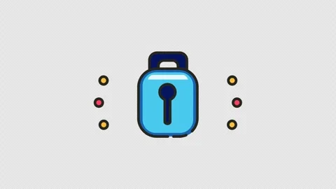 Animation shows a blue padlock with electronic circuits guarding cybersecur.. Stock Footage 314479740