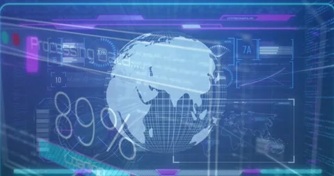 The animation shows data processing on a blue background Stock Footage 329707053