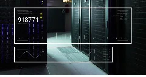 Animation shows digital data processing on servers for global tech concepts. Stock Footage 327524519
