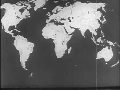 An animation shows earthquake shockwaves and a seismograph is shown, in 1954. Stock Footage 75410081