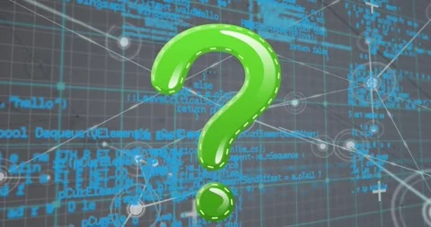 The animation shows a green question mark symbol against a black background Video stock 326760705