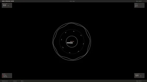 Animation that shows an interactive HUD design with circles and numerical d.. Stock Footage 328436554