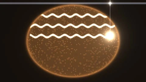 Animation shows waves and light effects on a circular shape Stock Footage 339325002