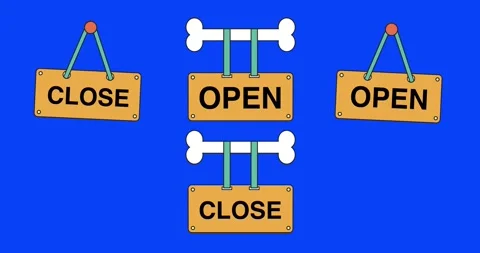 Animation sign board store open and close Video stock 318439446