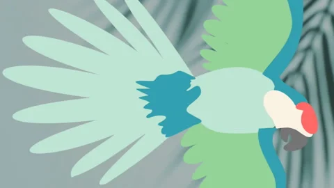 Animation of silhouettes of palm trees and parrot over gray background Stock-Footage 312642620