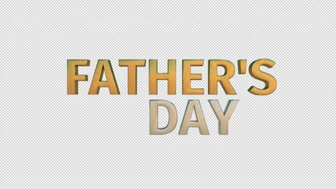 Animation Silver and Gold 3D Text Fathers Day. Motion 3D Text With Alpha Сhannel Stock Footage 153805405
