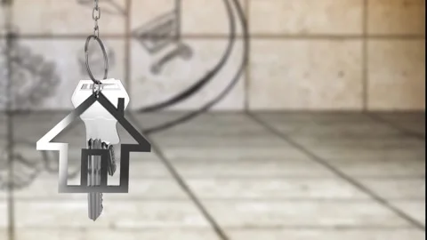 Animation of silver house and key over e... | Stock Video | Pond5