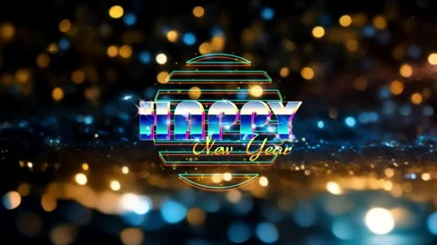 Animation silver text HAPPY NEW YEAR with blue background. Stock Footage 255425544