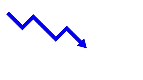 Animation of simple blue downing polygonal arrow on white background Stock Footage 233274697