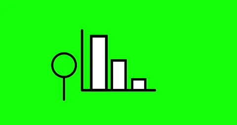 Animation of Simple outline graph icon and magnifying glass isolated on green Stock Footage 242204562