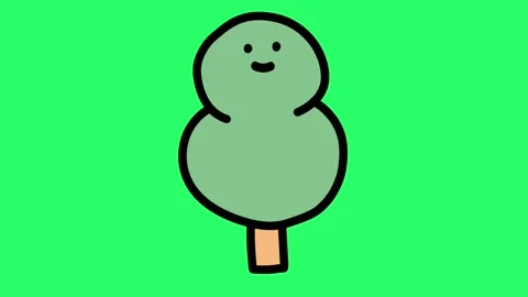 Animation simple tree shape on green background. Stock Footage 252995964