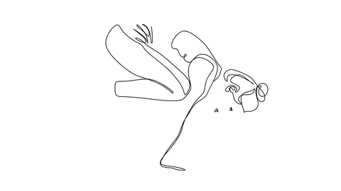 Animation of single continuous one art doodle line drawing hand yoga, Stock-Footage 128420957