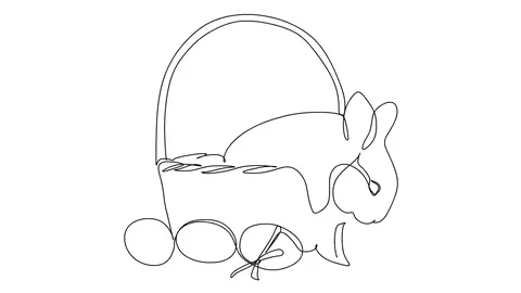 Animation of single continuous one line drawing of rabbit in Easter day Video stock 128425509